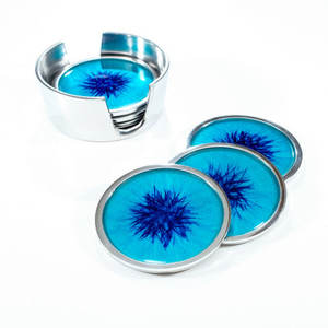 Sous-verres en métal fantaisie, motif design, nickelé avec texture unique, lot de 6, écologiques, diamètre 100 mm, pour la maison et les cafés, en promotion - Product Image 2