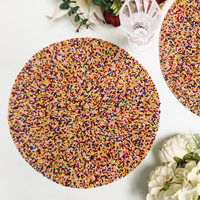 Napperon de luxe fait main perlé, écologique, personnalisable, motif floral, couleur blush, pour usage domestique