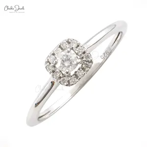 顶级品质925纯银光环戒指，明亮圆形天然白色锆石饰品，折扣价