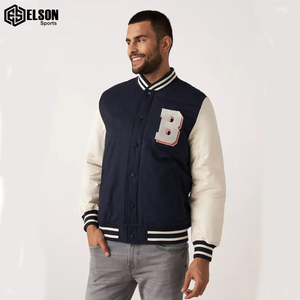 Vente chaude Top Qualité Baseball Bomber Vers Le Bas Épaule En Cuir Manches Hommes Letterman Varsity Veste Pour Hommes - Product Image 3