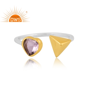 Anillo ajustable de piedras preciosas de amatista Rosa Natural de plata de ley fina de última tendencia, joyería personalizada para mujer, regalo para ella - Product Image 3