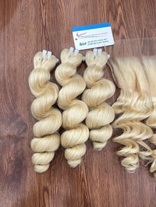 ผมมนุษย์ผมต่อจากเวียดนาม100% เป็นลอนสี613 # ผมมนุษย์พร้อมส่ง - Product Image 2