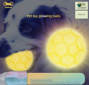 Giocattoli da Masticare per Cani Sostenibili Giallo Fluorescente, Palla Luminosa in Gomma Ecologica Resistente 5cm per Cani Piccoli/Medi/Grandi, Moda Notturna - Product Image 2