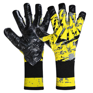Guantes de portero personalizados, diseño gráfico amarillo y negro, agarre fuerte, Palma de látex, correa de muñeca segura para Partido de entrenamiento de fútbol - Product Image 3