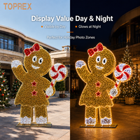 TOPREX Motif de Noël en forme d'homme en pain d'épices 3D LED, sculpture lumineuse pour l'extérieur, décoration de place publique, étanche IP65, grande taille 2,5 m