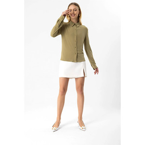 Blusa Casual de Manga Larga con Cuello Redondo para Mujer, 100% Algodón, Corte Regular, Talla XL, Decoración de Encaje, Logotipo en la Parte Delantera - Product Image 4