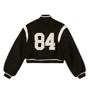High Quality Women's <b>Wool</b> Crop Varsity Jacket Custom Logo Breathable Private Label Winter Printed <b>Fabric</b> Women's Baseball Jacket - Product Image 3
