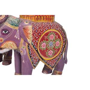 Elefante de Madera Pintado a Mano para Diwali, Estilo Bohemio con Diseño de Plantas para Decoraciones Festivas - Product Image 5