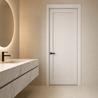 Porte intérieure en bois style Shaker blanc crème, panneau unique, avec poignée noire mate pour chambre, salon, bureau