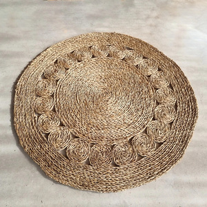 พรมหญ้าทะเลปอกระเจาทรงกลมสไตล์เอเชียสำหรับตกแต่งพื้นพรมปูพื้นพรมทำมือคุณภาพสูงสำหรับตกแต่งบ้าน - Product Image 3