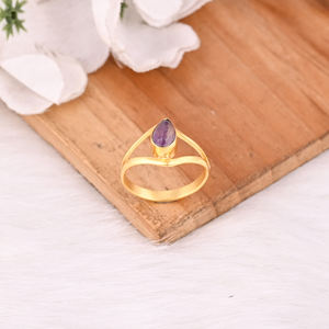 Women's Designer <b>Ring</b> Solid 925 Sterling <b>Silver</b> Yellow Gold Plated Fluorite Gemstone <b>Ring</b> <b>Statement</b> Jewelry Gift For Casual - Product Image 4