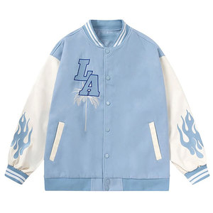 Chaqueta universitaria bordada de alta calidad MOQ bajo al por mayor para hombre, chaqueta universitaria de béisbol personalizada con mangas de cuero para mujer - Product Image 2