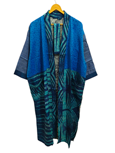 Pure soie Sari Kimono léger Vintage Sari Robe doux plage Robe de soirée indien à la main Kimono en soie - Product Image 6