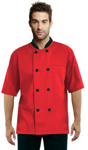 Unisex Asymmetrical Chef Coat with Side Mesh Short Sleeve Kitchen <b>Uniform</b> for Restaurant Bar <b>Hotel</b> Food Industry - Product Image 5