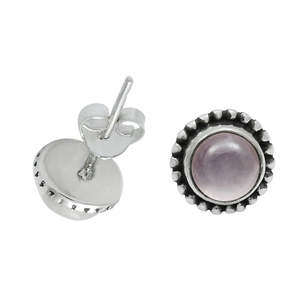 Cute Design Handmade <b>Earrings</b> In 925 Solid Sterling Silver Natural <b>Rose</b> <b>Quartz</b> Gemstone Chunky Studs Bohemian Jewelry For Girls - Product Image 1