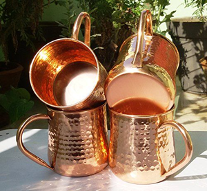 Ensemble de tasses en cuivre pur, élégantes et fonctionnelles, écologiques, fabriquées à la main, motif uni, tasses en céramique pour boissons - Product Image 4