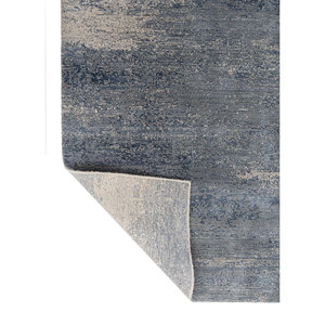 Alfombra Kavi Gris y Negra Anudada a Mano de Lana y Seda de Bambú con Patrón Abstracto, Colección Afterglow para Uso Doméstico - Eskm-01 - Product Image 5