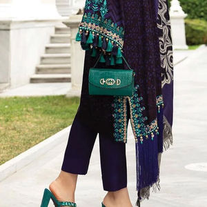 High Quality 1/<b>2</b> Embroidered Pakistani Ladies 3-<b>Piece</b> Unstitched Silk Suit Stylish Linen Shirt Dupatta Trouser for Parties - Product Image 4