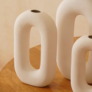 แจกันดอกไม้สีขาวสำหรับตกแต่งพื้นดีไซน์โบราณสำหรับหญ้าทุ่งหญ้าและดอกไม้แห้งสำหรับตกแต่งพื้นดีไซน์โบราณแจกันดอกไม้สีขาวอาร์ตเดคโค - Product Image 5