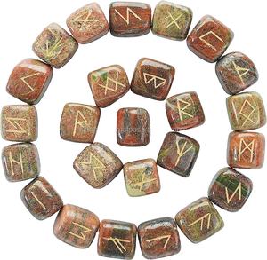 El mejor juego de Runas de Unakita de 25 piezas, cristales curativos grabados de Feng Shui, artesanías de piedra semipreciosa para decoración del hogar tallada - Product Image 1