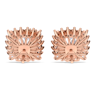 Boucles d'oreilles clous en diamant taille coussin 1,74 carat avec halo, en or jaune, blanc et rose 9K, fermoir à vis, bijoux de luxe pour mariée - Product Image 3