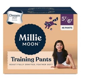 Culottes d'apprentissage jetables Millie Moon pour bébés - Taille 4T-5T - Prévention des fuites 3D - Douces et respirantes - 56 unités - Product Image 1