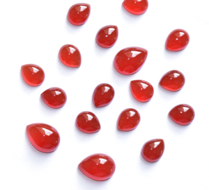 Cabujón calibrado de pera de ónix rojo Cabujón de piedras preciosas sueltas Parte posterior plana para la fabricación de joyas 5X3 MM a 20X15 MM Ágata roja y Aqeeq. - Product Image 2