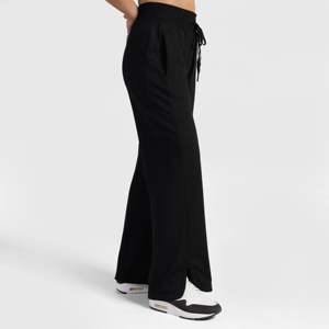 Pantalones Casuales Negros Flexibles de Cintura Alta y Pierna Ancha, Estilo Transpirable - Product Image 4