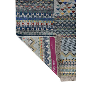Tapis Manchaha noués à la main en laine et soie de bambou, design patchwork gris et noir pour salon, couloir, épaisseur 10 mm - Les-2846 - Product Image 5