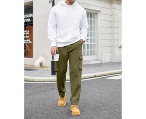 2025คาร์โก้สีเขียวมะกอกของผู้ชายระบายอากาศได้น้ำหนักเบาผ้าอีลาสติกทรงหลวมลำลองสำหรับกลางแจ้ง - Product Image 4