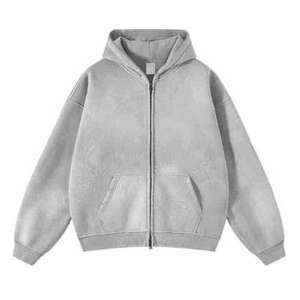 Sudadera con capucha para hombre con cremallera buena OEM | Patrón sólido de material de poliéster/algodón con logotipo bordado personalizado para el invierno - Product Image 4