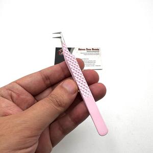 Pinza de Volumen de 90 Grados Color Rosa Bebé Claro con Punta de Fibra, Impresión de Logotipo Personalizada, Herramienta de Belleza, Pinza para Extensión de Pestañas - Product Image 3