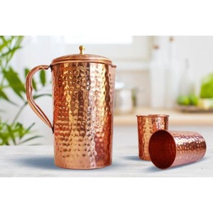 Artisanal copper <b>jugs</b> highlighting cultural craftsmanship ideal for functional kitchen use requiring durable materials - Product Image 3