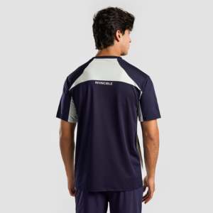 T-shirt de sport Ace léger 100 % polyester, bleu marine-vert menthe, tricoté uni, compressé et sérigraphié pour l'entraînement - Product Image 2