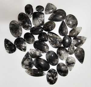 AAA H a GEMS Hermosa Gema Natural de Cuarzo Rutilado Negro, Cabujón Suelto, Cristal Curativo, Forma Ovalada, Redonda, de Pera, Tamaño Libre - Product Image 4