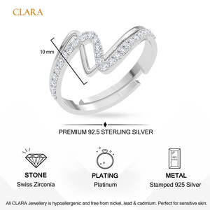 NOVAMART Fine Buy Premium 925 Pure Sterling <b>Silver</b> <b>Rings</b> for Women Rhodium Plated with Diamond Onyx Statement Lovers Pattern <b>Men</b> - Product Image 5