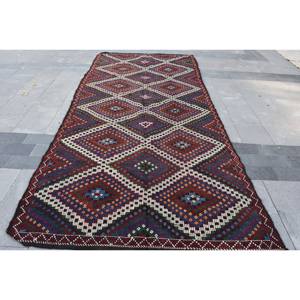 Alfombra turca clásica roja negra de área grande 5,3X11,4 pies patrón abstracto diseño rectangular de pasillo 10mm para adolescentes para dormitorios - Product Image 1