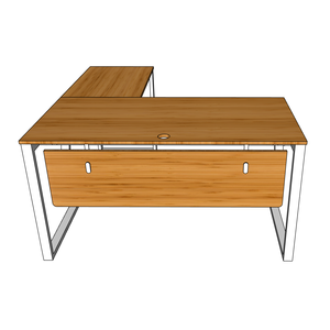 โต๊ะทำงานทรงตัวแอลไม้ไผ่ทันสมัย ขนาด 140x150 ซม. โครงเหล็ก ประกอบง่าย - Product Image 5
