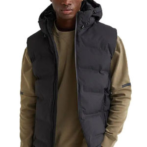 Gilet matelassé en jean grande taille à col roulé et fermeture éclair, sans manches, coupe courte, pour l'hiver – Nouvelle collection très prisée - Product Image 1