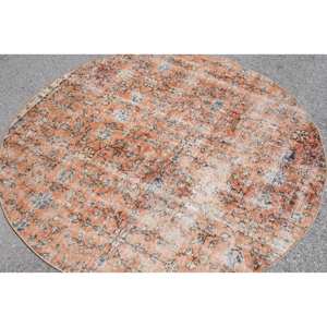 Alfombra de lana turca Vintage clásica naranja, diseño de retales de tejido plano de 4,5x4,7 pies para sala de estar, pasillo, Alfombra de yute de látex, nuevo - Product Image 3