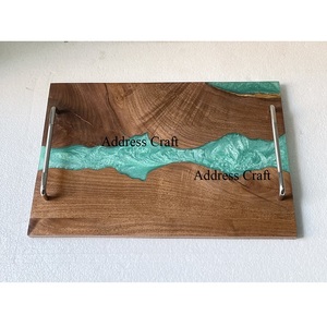 Plateau en bois moderne de style unique pour décoration intérieure avec poignée Organisateur de polonais personnalisé Plateau de service alimentaire à longue surface au meilleur prix - Product Image 4