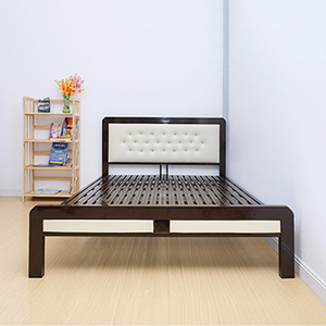 High Quality Brown Iron Box Spring <b>Bed</b> Frame Powder-Coated <b>Wood</b>-Like Design <b>Single</b> Double Size Home Bedroom Furniture - Product Image 1