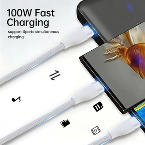 Nouveau <span class=keywords><strong>c</strong></span>âble <span class=keywords><strong>USB</strong></span>-<span class=keywords><strong>C</strong></span> 3-en-1 100W 2026 avec hub de charge rapide multi-ports et cordon tressé en nylon pour MacBook, iPad, <span class=keywords><strong>iPhone</strong></span> 17 - Product Image 3