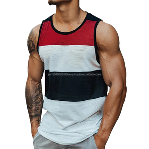 Camiseta sin mangas para hombre con rayas arcoíris de alta calidad para entrenamiento y gimnasio. - Product Image 3