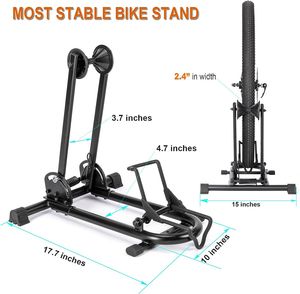 Support de vélo pliable en acier pour rangement au sol, support de présentation portable pour vélos de montagne et de route, pour la maison et le garage - Product Image 4