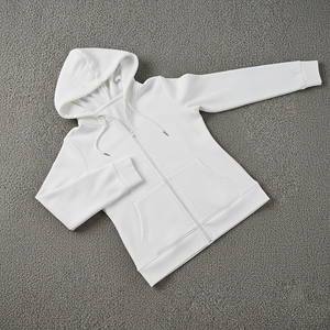Sweat à capuche zippé pour femme, coupe ample et oversize, super doux, couleur unie, personnalisable avec logo en strass, prix de gros abordable - Product Image 3