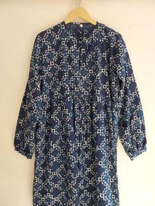 Vestido Kaftan de Algodón Azul Índigo Estilo Boho, Estampado a Mano, Ropa de Playa para Mujer, Vestido Largo Informal de Verano - Product Image 5