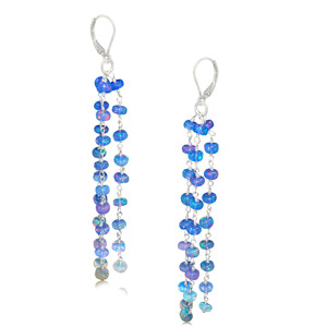 Women's Blue <b>Opal</b> 925 Sterling Silver Dangle <b>Earrings</b> Yellow Gold Filled Birthstone Jewelry Trendy Gold Plated Party Wedding - Product Image 1