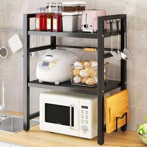 Étagère de cuisine double en métal noir écologique, réglable, pour micro-ondes, étagère de <span class=keywords><strong>boulanger</strong></span>, rangement pour casseroles et ustensiles - Product Image 6