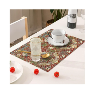 Stylish Classic Floral Printed Rectangle Placemat Textile GOTS Certified 200 GSM Embroidered Washable <b>Table</b> Mat for Home <b>Dining</b> - Product Image 1
